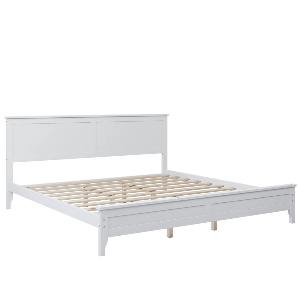 Modern White Solid Wood King Platform Bed P379708