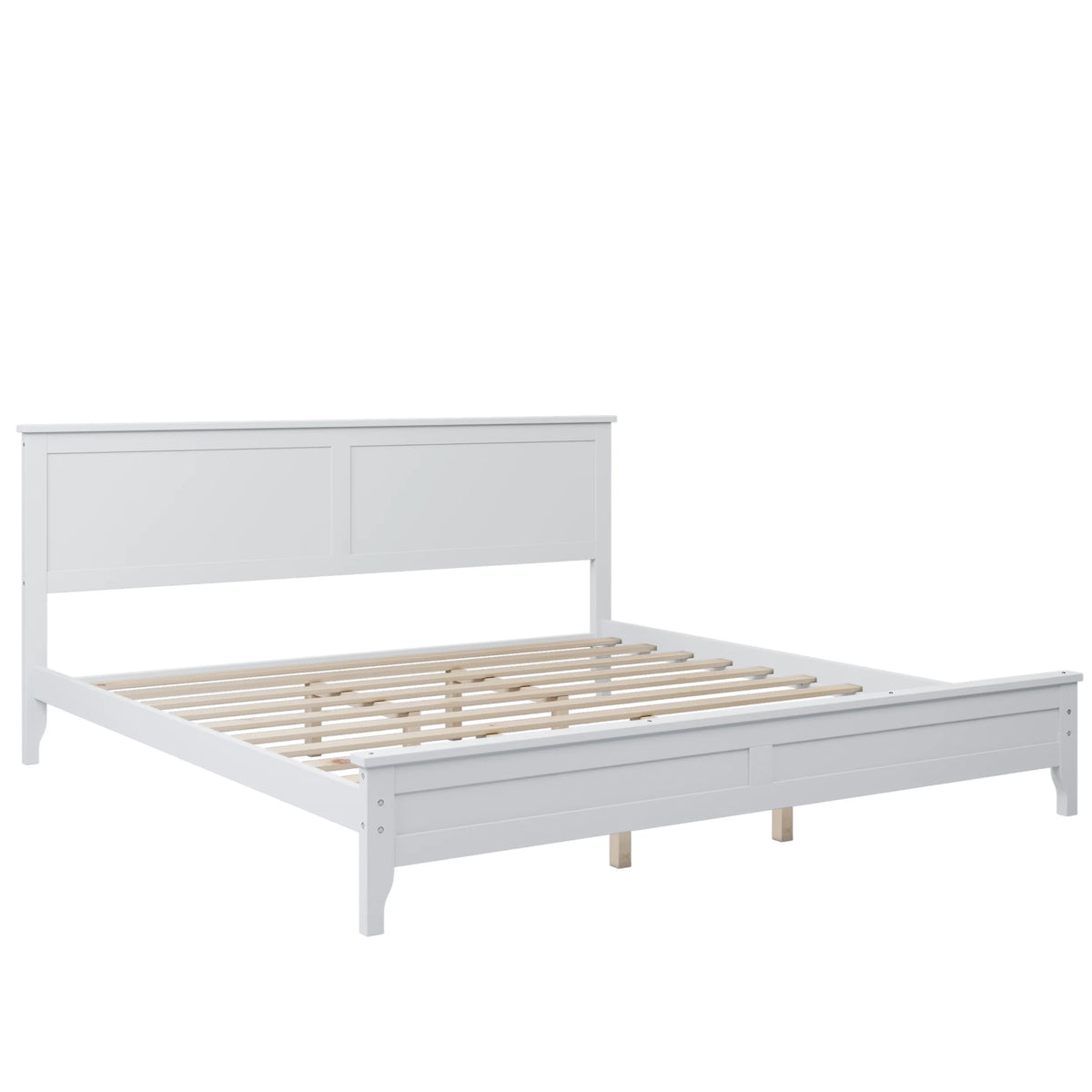 Modern White Solid Wood King Platform Bed P379708