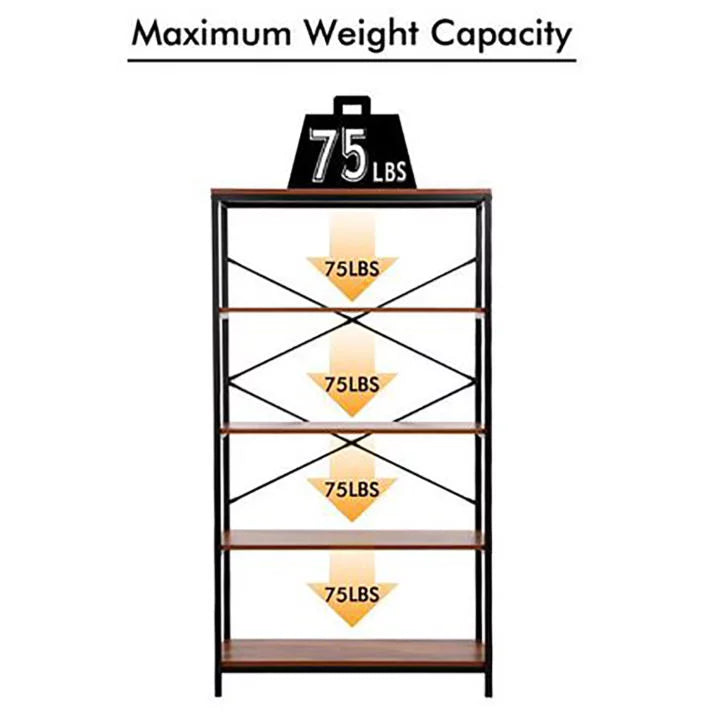 5-Tier Wood and Metal Bookshelf S155705
