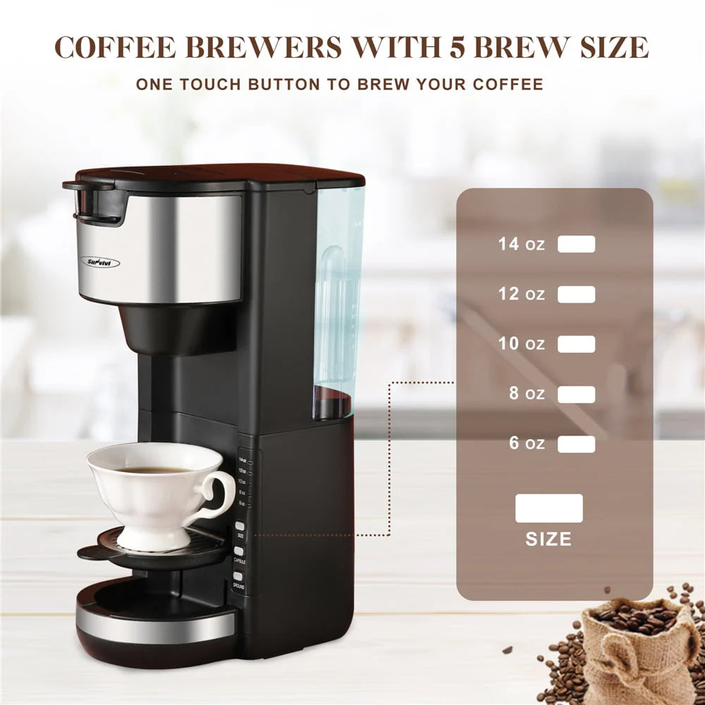 Single Serve Coffee Maker with 30 Oz Removable Reservoir, Black K138074