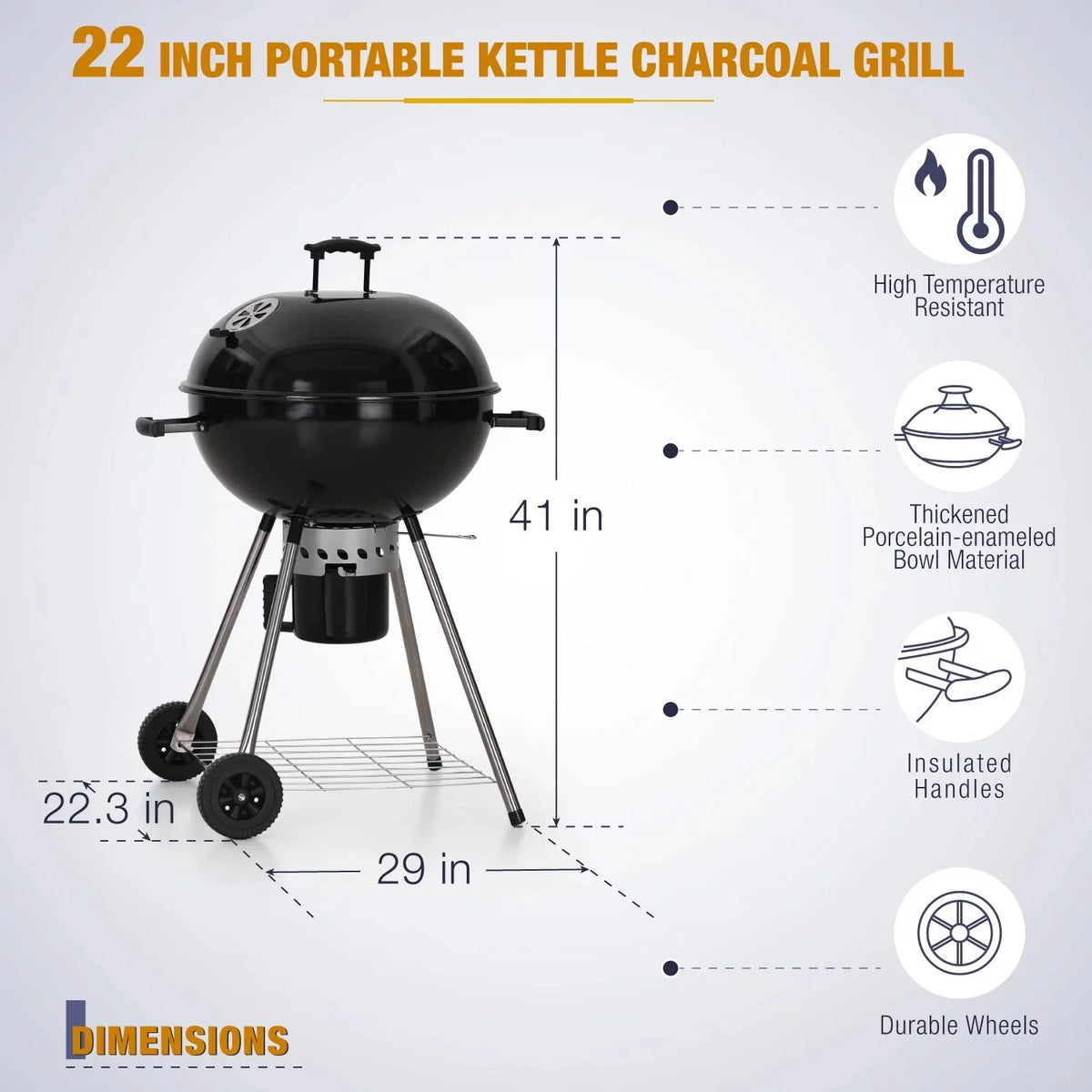 Portable Charcoal BBQ Grill W69239