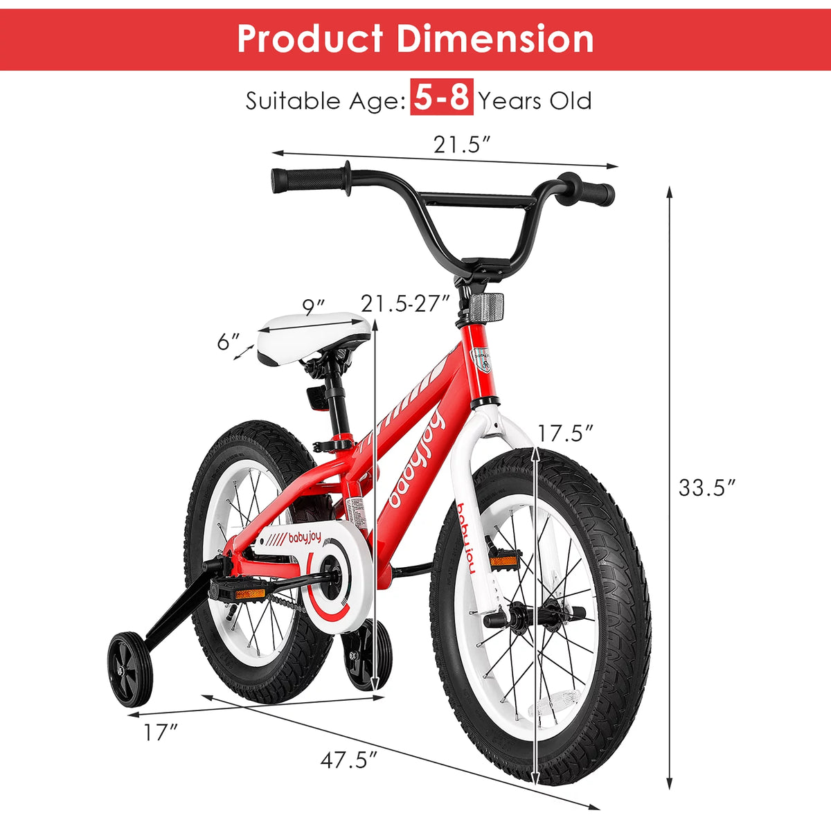 16'' Kids Bike with Training Wheels K62398