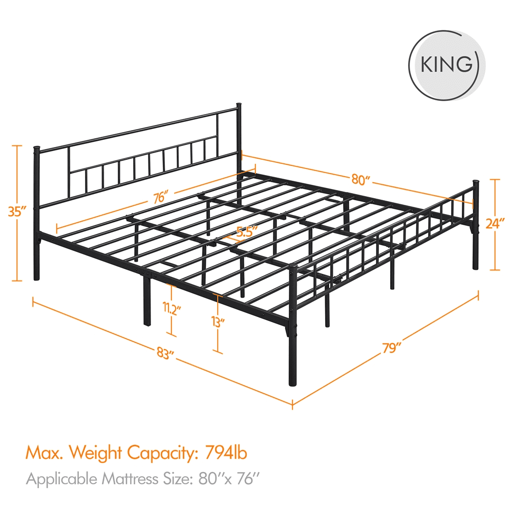 White Full Metal Platform Bed with Spindle Headboard and Footboard Y39836