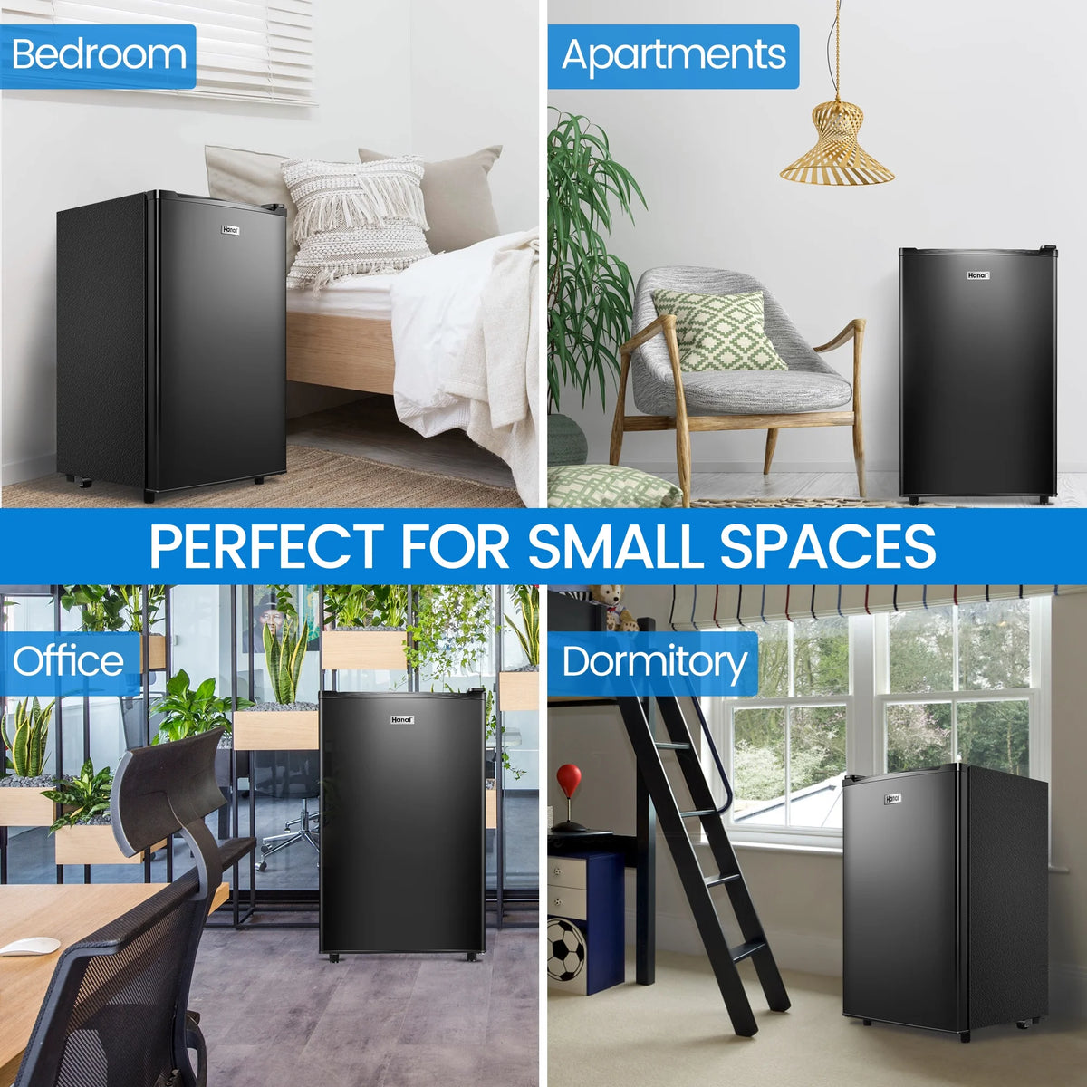3.2 Cu ft Single Door Mini Fridge, Black H323232