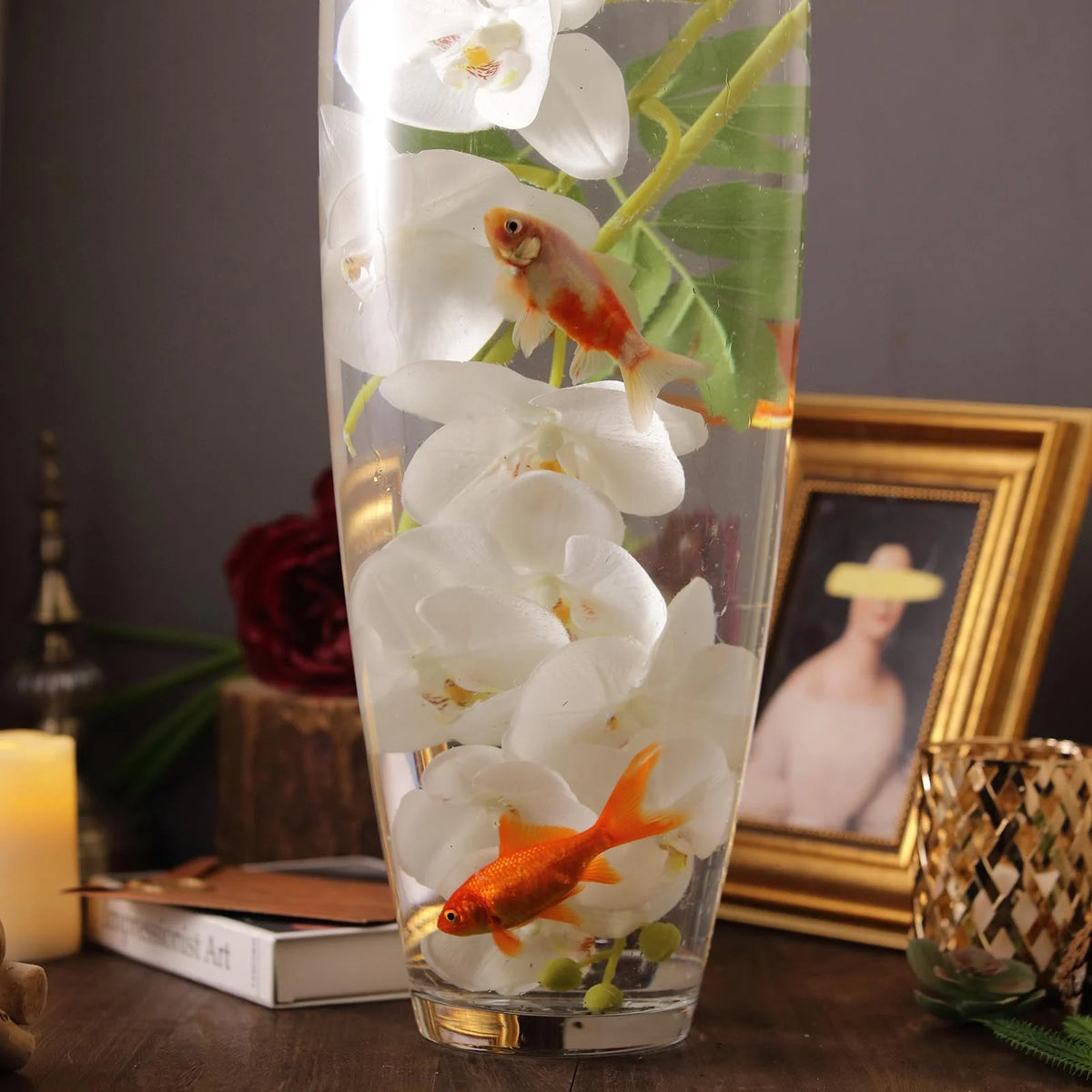 31" Tall Tapered Cylinder Glass Vase Clear K116203