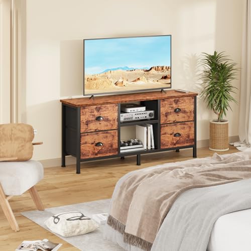 White TV Stand Dresser with 4 Drawers X538211