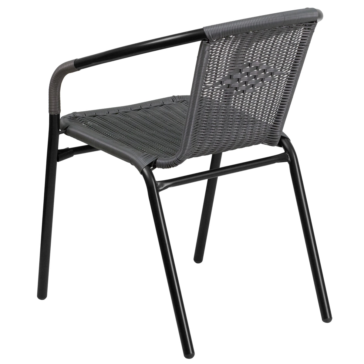 2 Pack Gray Rattan Stack Chair B589
