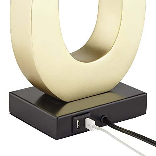 Set of 2 Gold Metal Table Lamps with USB Charging Port M2121