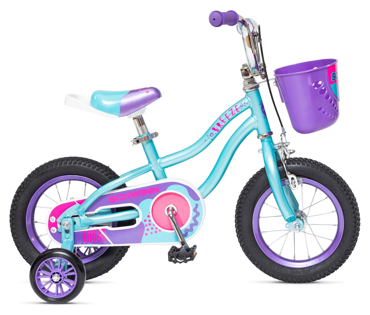 Teal Kids Bike with Basket A9294