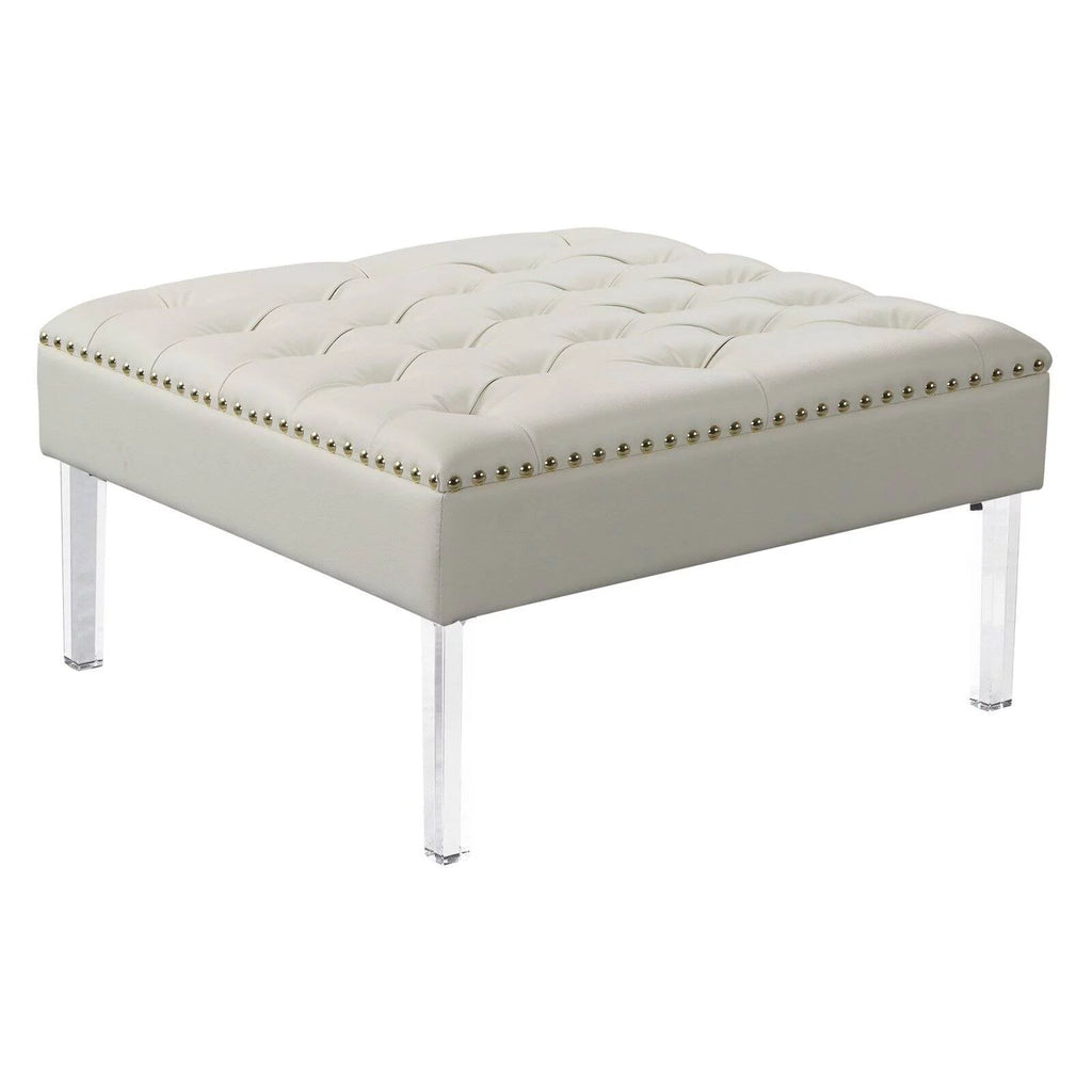 Square Tufted PU Leather Upholstered Ottoman H675255
