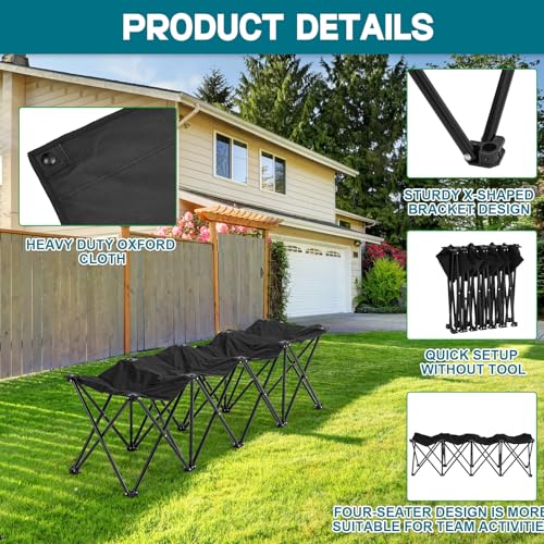 Folding 6 Seats Portable Sports Team Bench with Storage Bag I252599