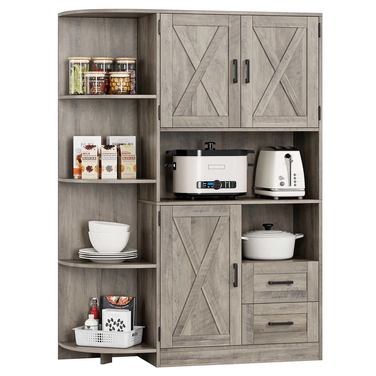 Large Kitchen Pantry Buffet with Adjustable Shelves R1091