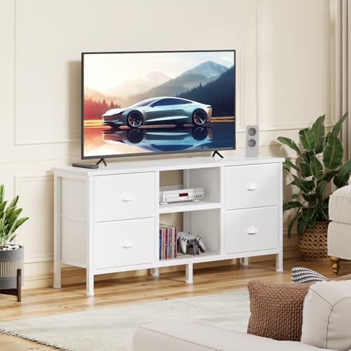 White TV Stand Dresser with 4 Drawers X538211