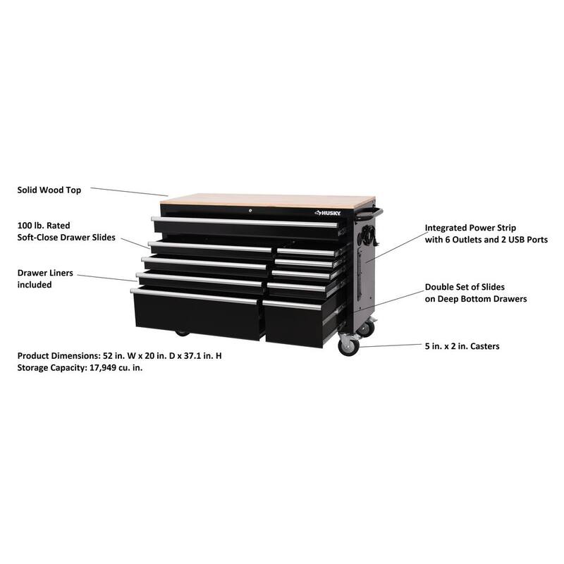 Black Mobile Workbench Cabinet K3037