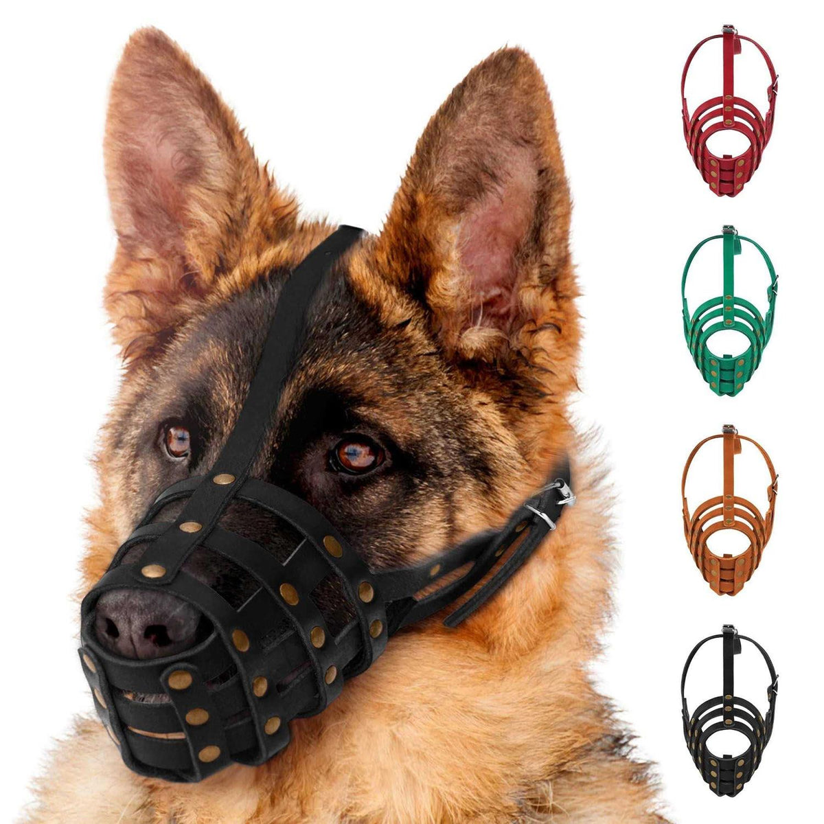 Leather Dog Muzzle Adjustable Breathable Medium Large Breeds I397