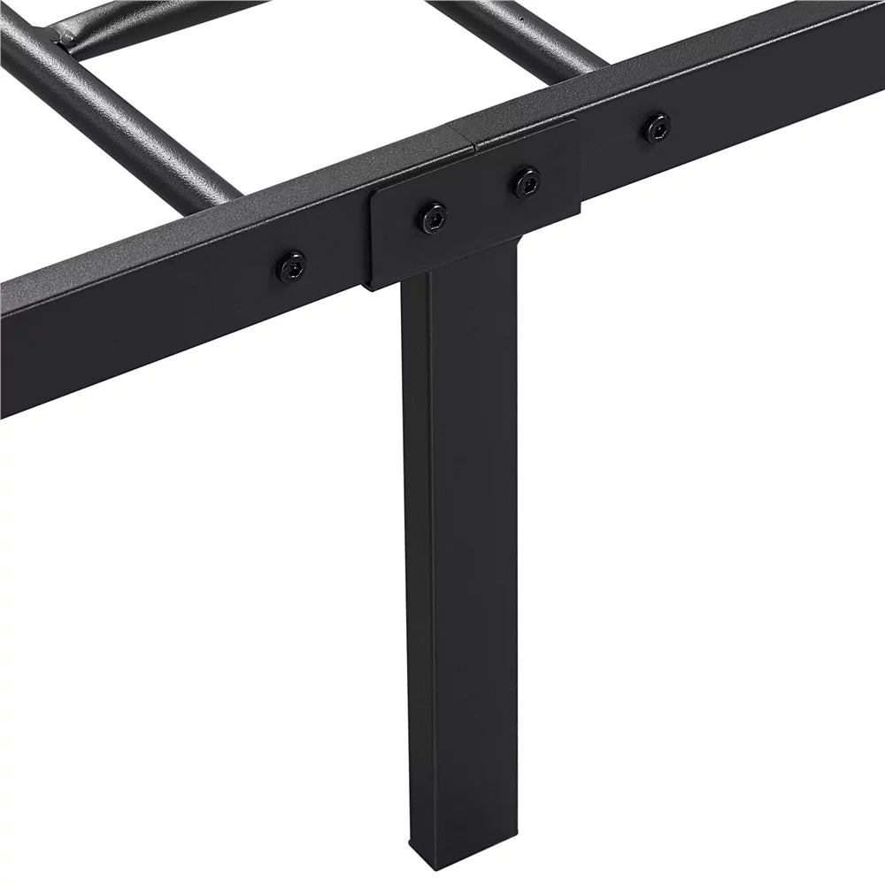 White Full Metal Platform Bed with Spindle Headboard and Footboard Y39836