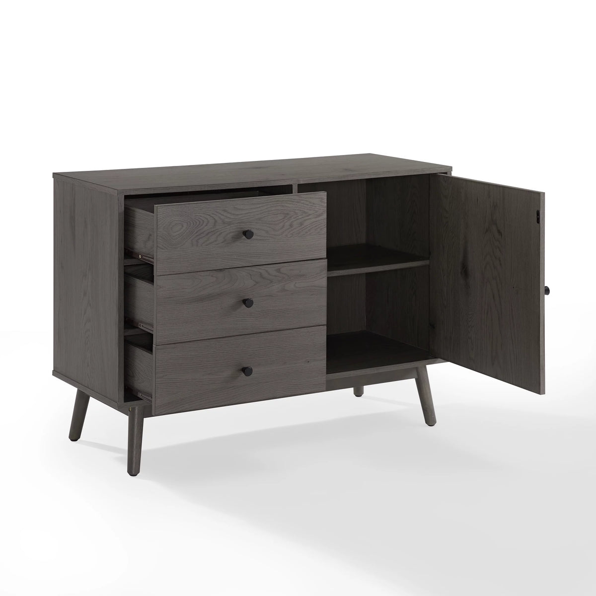 Gray 3 Drawer Engineered Wood Media Console Table T769
