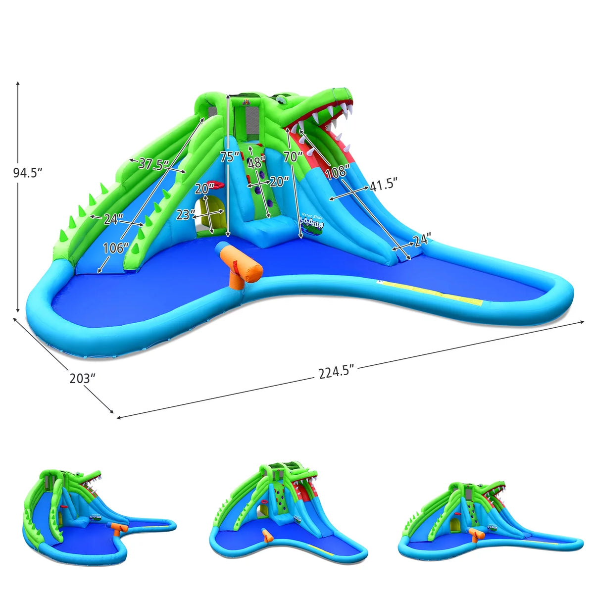 Inflatable Crocodile Water Slide Park with Pool Z168