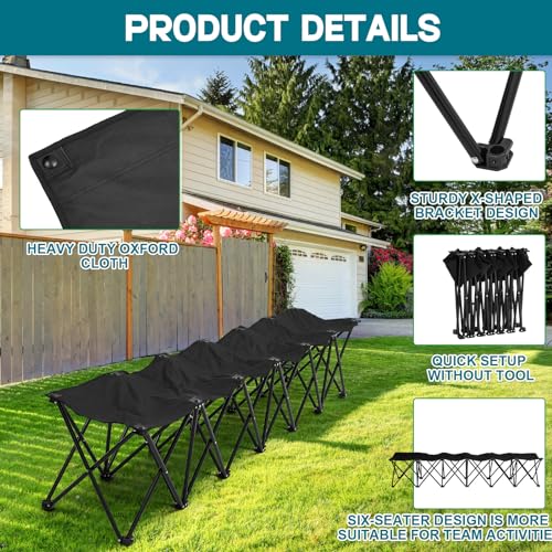 Folding 6 Seats Portable Sports Team Bench with Storage Bag I252599