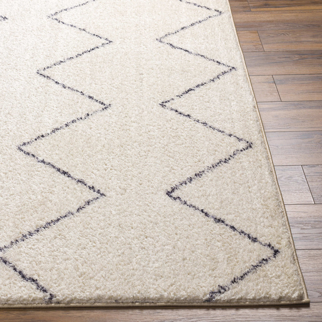 Washable 5x7 Cream Black Area Rug I5644