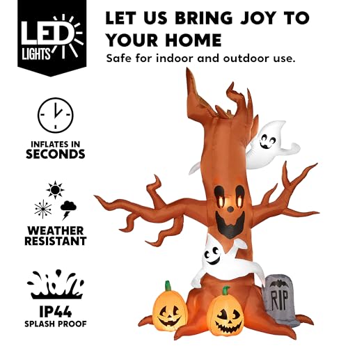 8 FT Halloween Inflatable Scary Tree with Ghost Decorations M997309