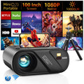 5G Wifi Mini Projector with 100 Projector Screen, Full HD 1080P, Black I395