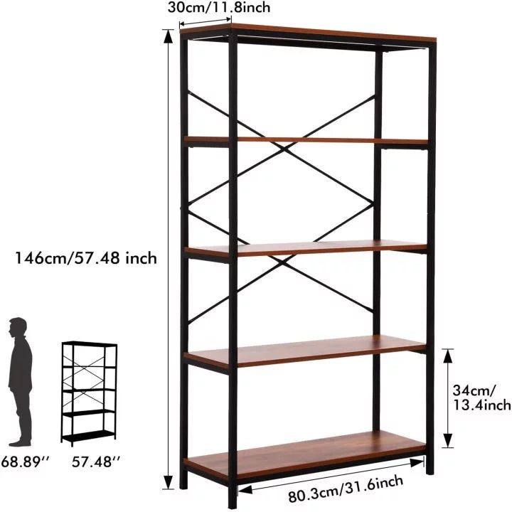 5-Tier Wood and Metal Bookshelf S155705