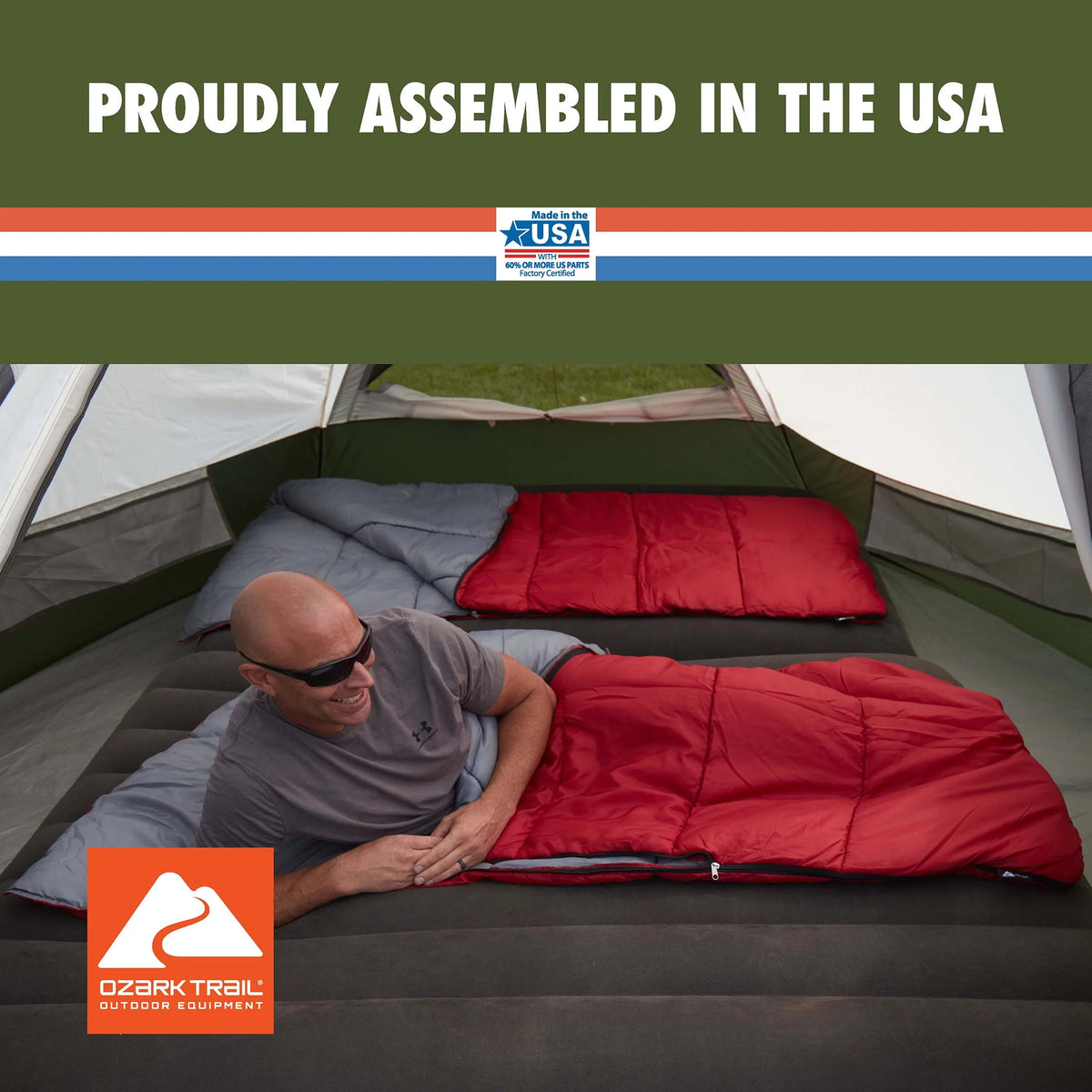 50-Degree Warm Weather Rectangular Sleeping Bag, Red, 33x75 B616724