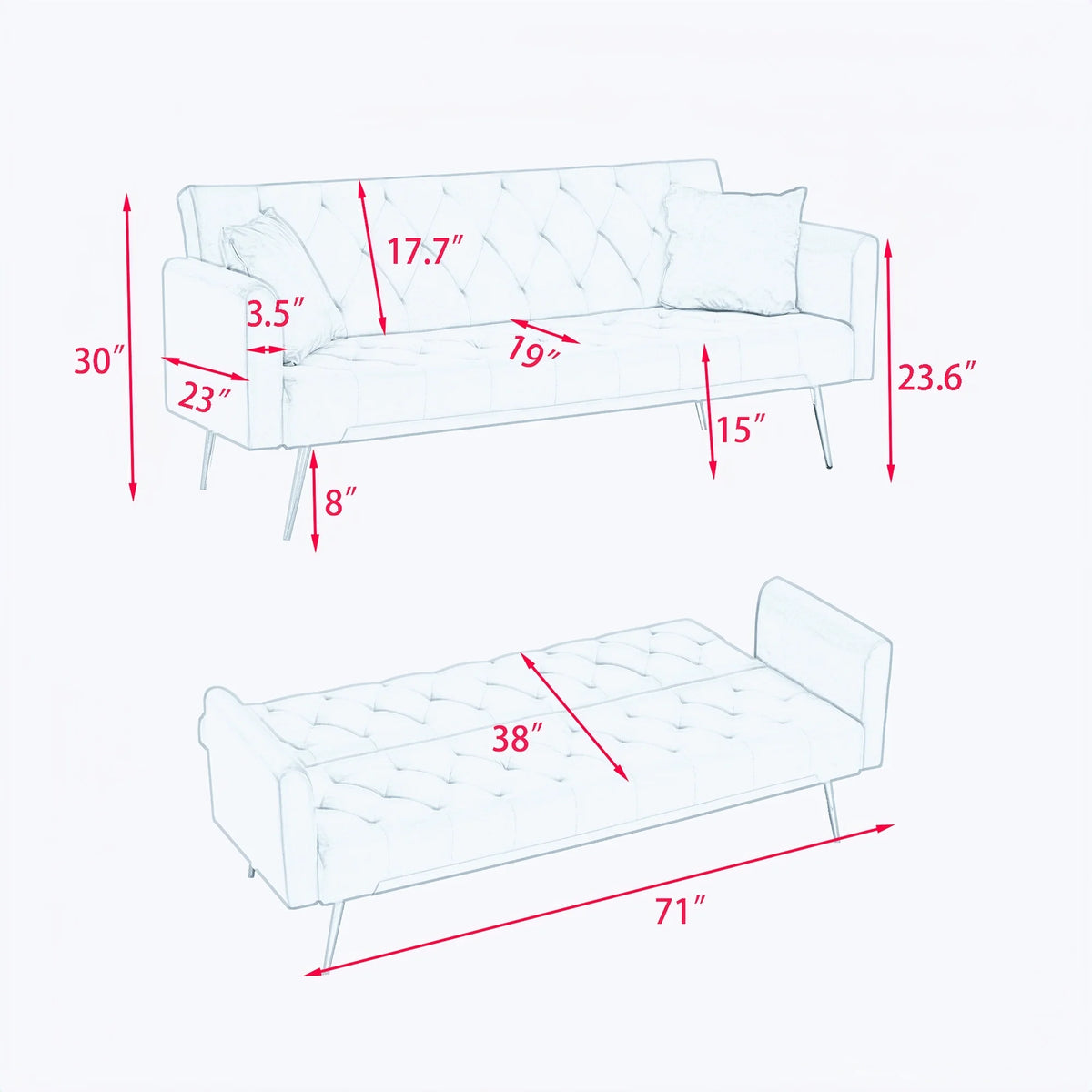 Double Folding Sofa Bed Gray U4603