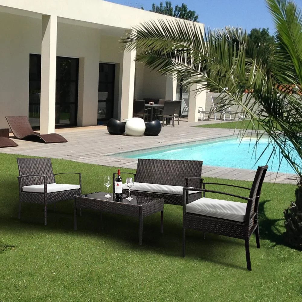 4 PCS Patio Rattan Conversation Furniture Set N6111