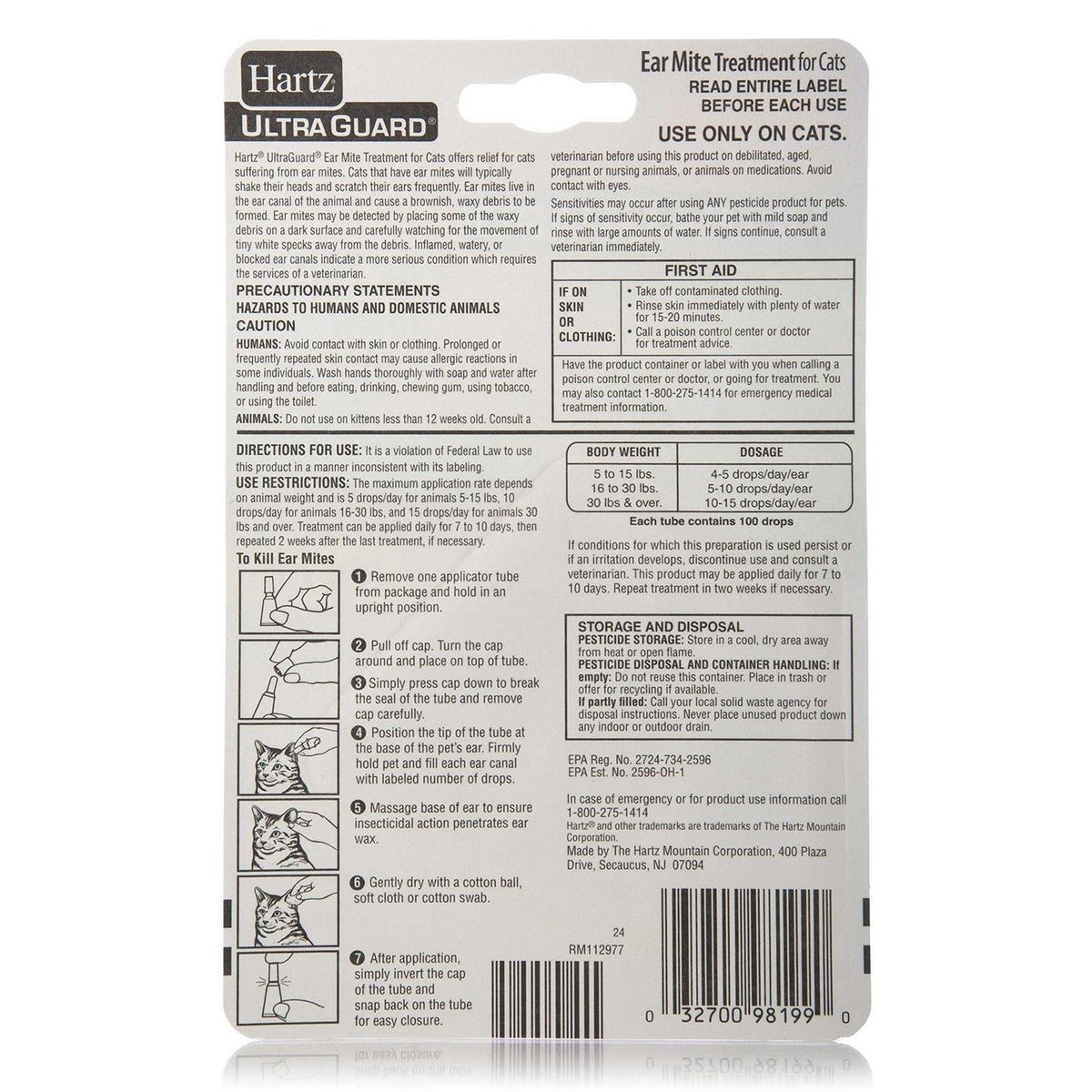 Ear Mite Treatment for Cats Q293
