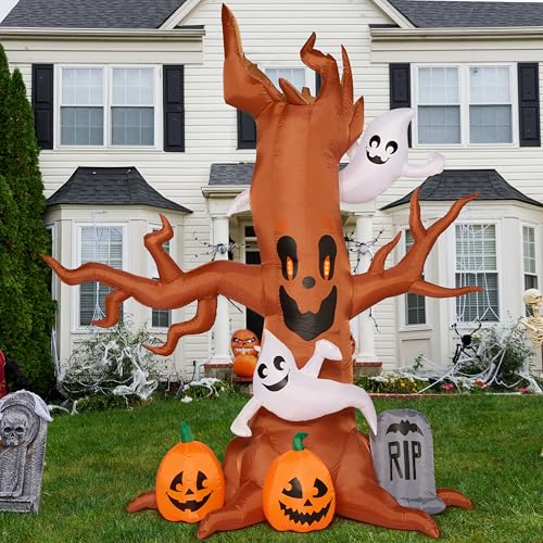 8 FT Halloween Inflatable Scary Tree with Ghost Decorations M997309