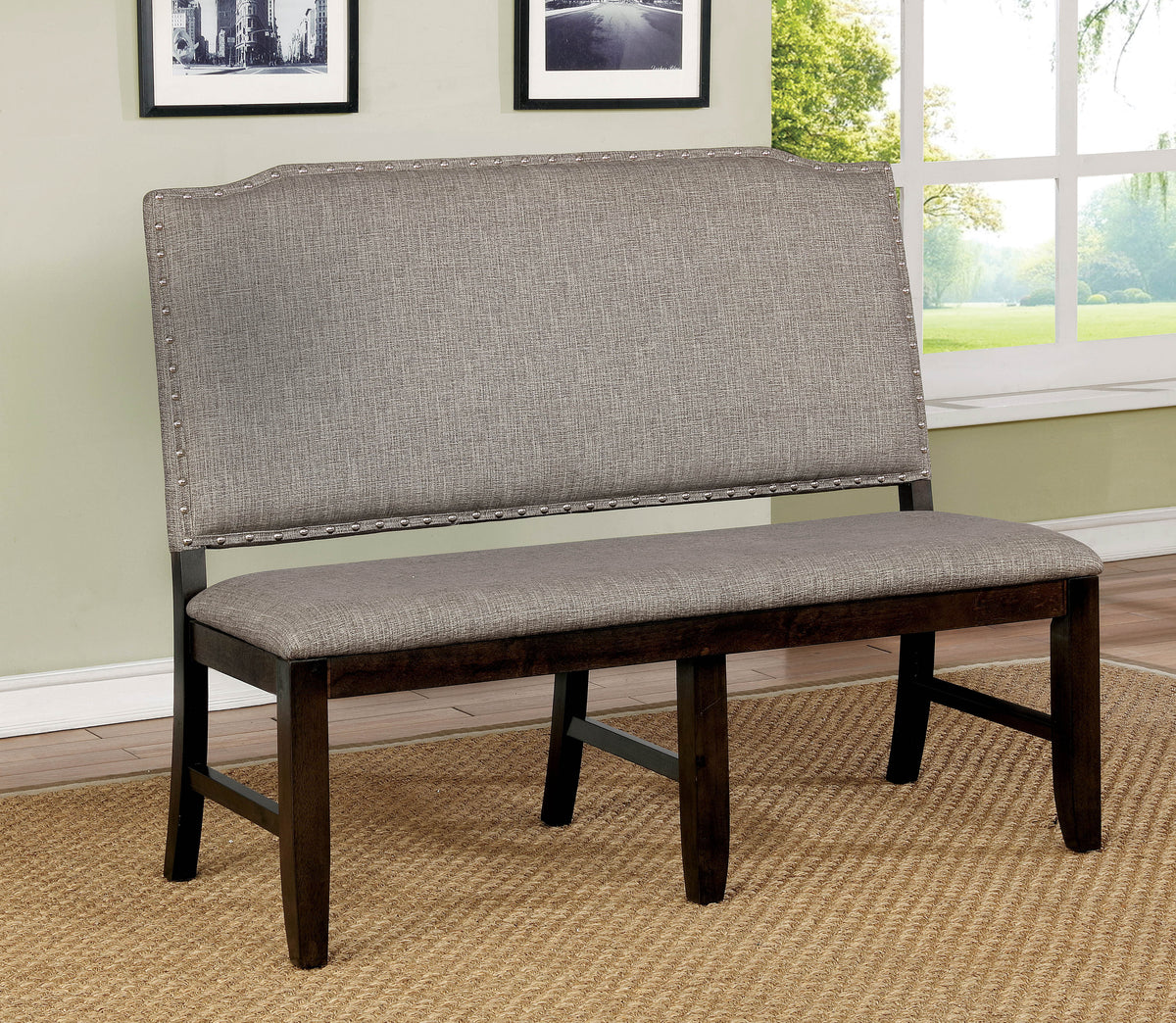 Gray Upholstered Dining Bench L43097