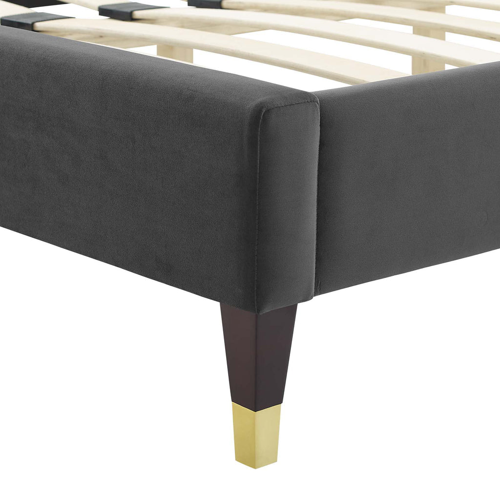 Queen Size Velvet Platform Bed Frame T111147