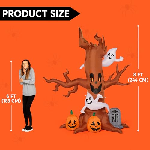 8 FT Halloween Inflatable Scary Tree with Ghost Decorations M997309
