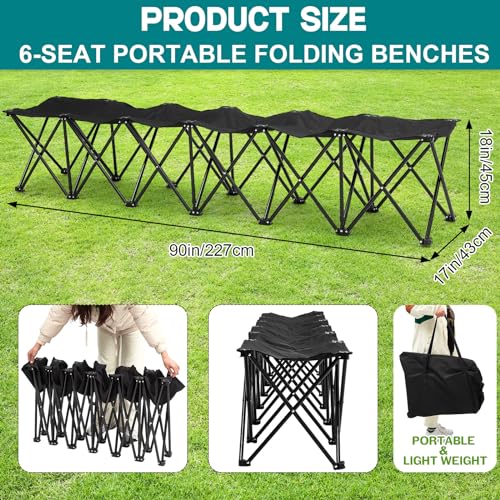 Folding 6 Seats Portable Sports Team Bench with Storage Bag I252599