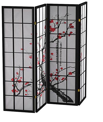 Black 4-Panel Room Divider B8859