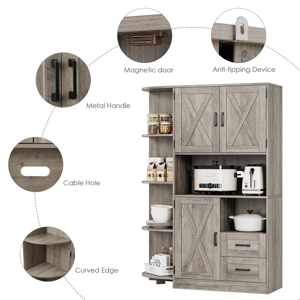 Large Kitchen Pantry Buffet with Adjustable Shelves R1091