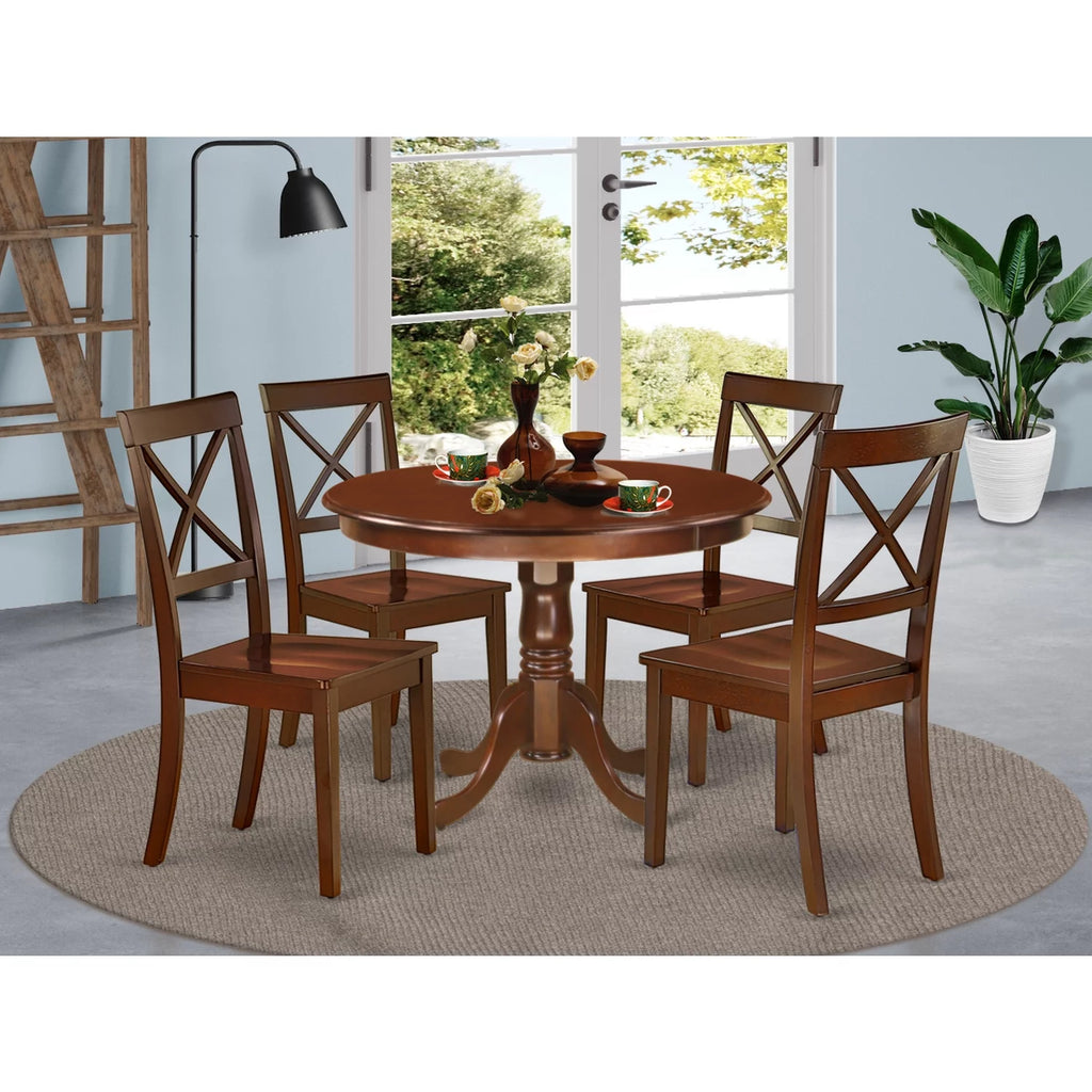 5 Piece Wood Dining Set with Round Table Q165278