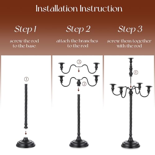 Black 28 Inches 5 Arm Metal Candelabra Set of 2 L81054