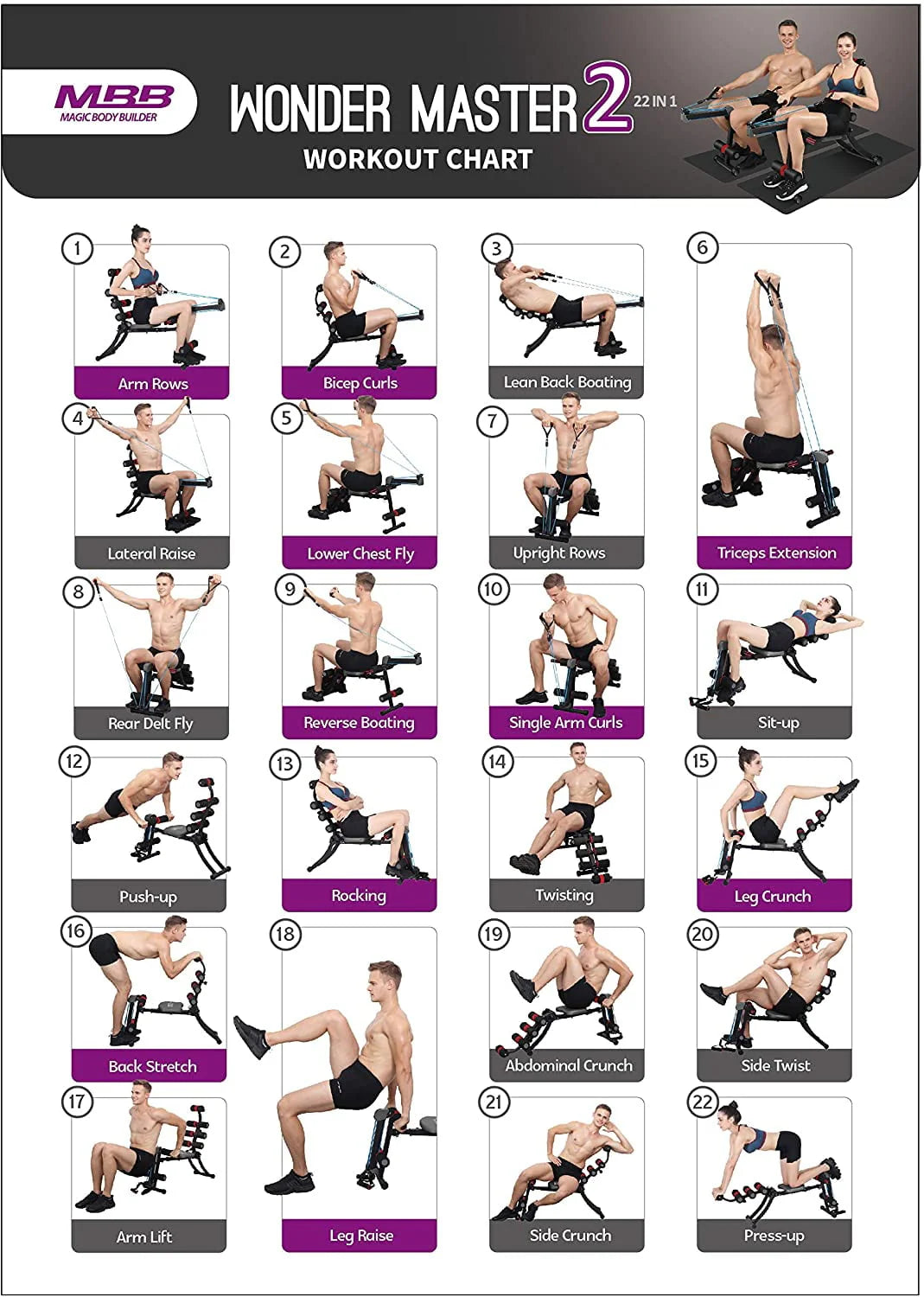 Foldable Adjustable 22 in 1 Abdominal Workout Chair H83226
