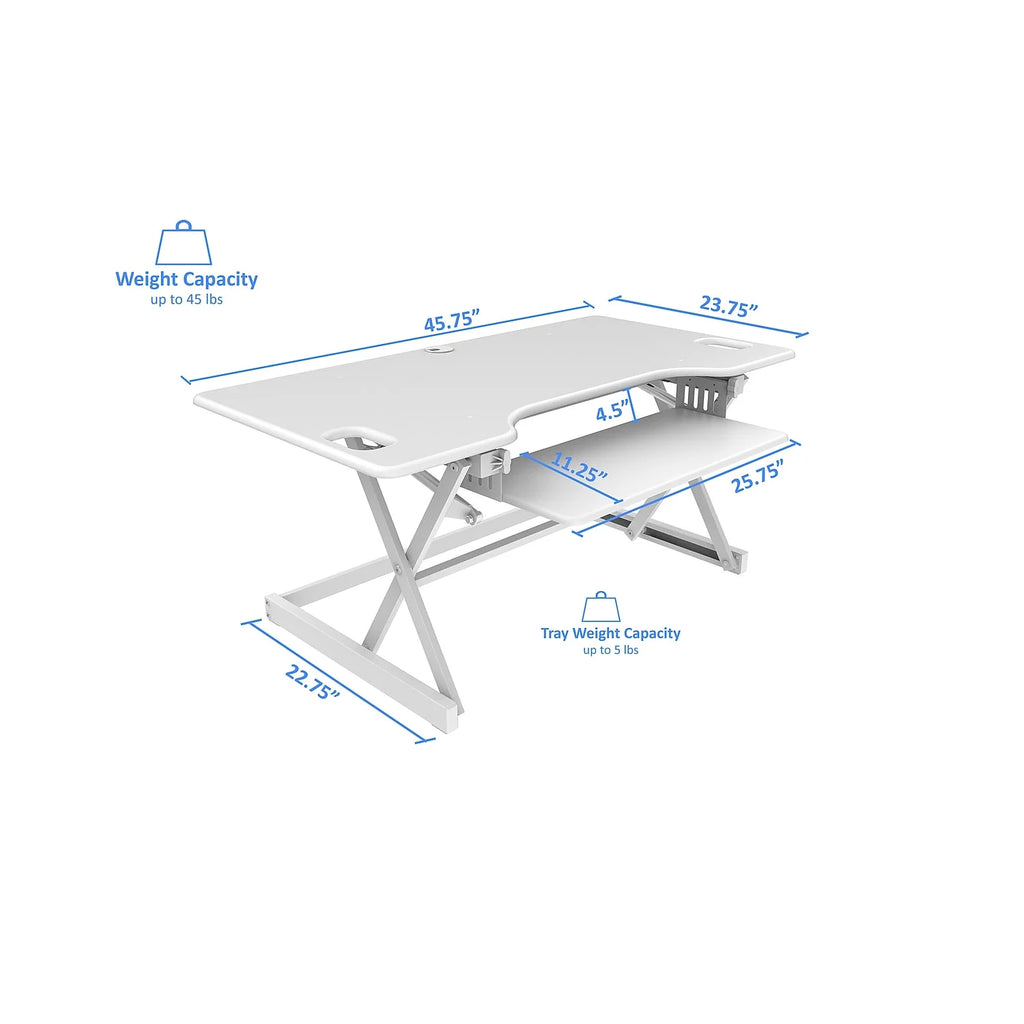 46" Adjustable Standing Desk Converter with Monitor Stand White O796
