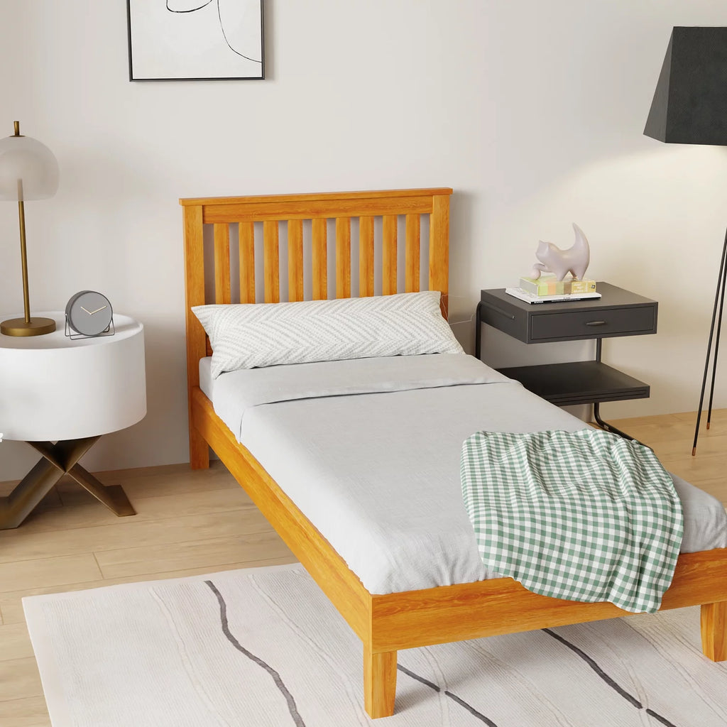 Wood Platform Bed Frame with Headboard Twin K10026