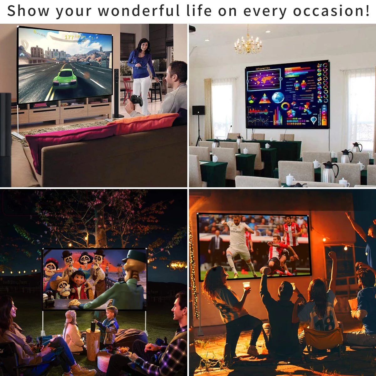 100 inch 16:9 Foldable Outdoor Projector Screen with Carry Bag I413906