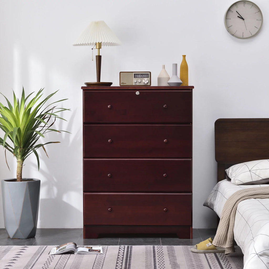 Solid Pine Wood 4 Drawer Chest Dresser H30383