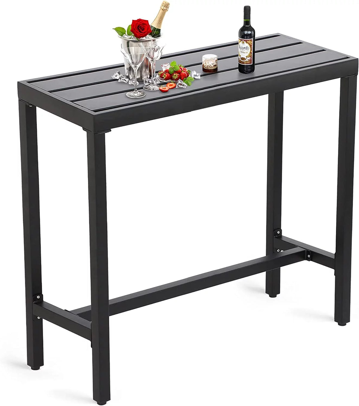 Black 40" Rectangle Outdoor Iron Bar Table X772